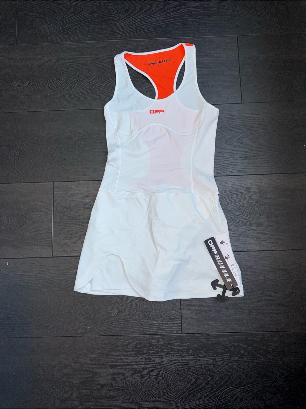 Off-White White Racerback Tennis Dress with Orange Lining